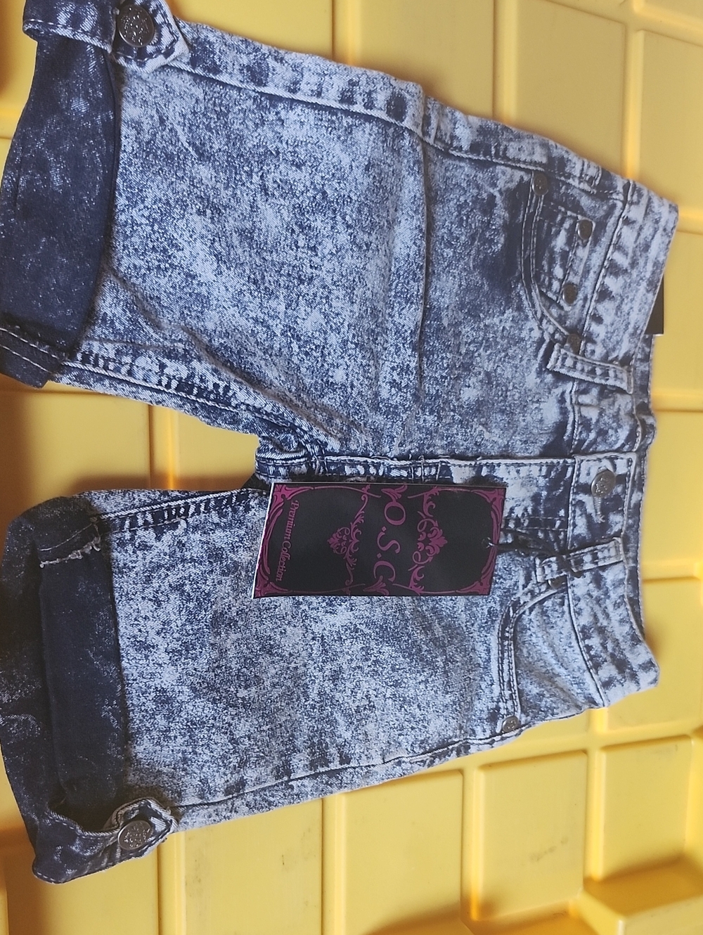 Kids Acid Wash Blue Denim Shorts